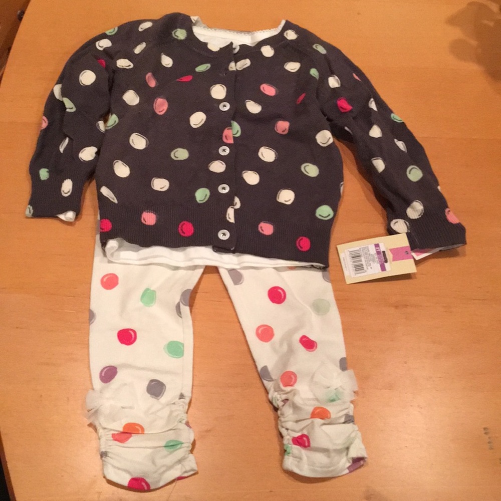 Cherokee 2T girls cardi/ legging dot set